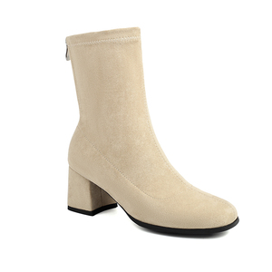 WETKISS Bottes à talons bas classiques, bon marché, personnalisées, <span class=keywords><strong>grande</strong></span> <span class=keywords><strong>taille</strong></span> <span class=keywords><strong>45</strong></span>, fermeture à glissière au dos, bout carré, bottes courtes extensibles, bottines noires pour femmes des années 70 - Product Image 5