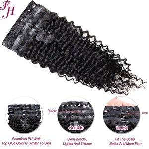 ผมต่อแบบคลิป FH Natural Brazilian Hair 6 ชิ้น 1 ชุด ผมแท้จากบราซิล  จัดเรียงเกล็ดผม  ลอนลึก  ต่อแบบไร้รอยต่อ - Product Image 2