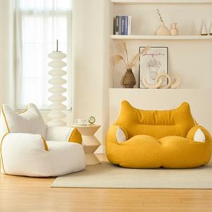 卸売モダンな家庭用屋内家具ダブルシートホワイトリネンTotoroソファチェア大きな豆袋EPS/EPP充填材 - Product Image 2