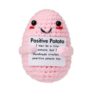 Cadeaux d'anniversaire amusants pour femmes : Pomme de terre positive en crochet faite à la main avec carte d'encouragement – Cadeau inspirant en forme de pomme de terre tricotée - Product Image 1