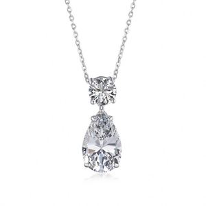 Collier pendentif Dylam Luxurious Fine Jewelry pour femmes, plaqué rhodium, argent sterling 925, cercle en forme de larme, zircone cubique 5A CZ - Product Image 1