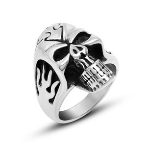Punk Style Retro Skull <b>Ring</b> In <b>Titanium</b> Steel For <b>Men</b> Fine Polished Stainless Steel Jewelry Gift Occasion - Product Image 5