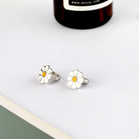 Anting-anting Enamel warna-warni desainer anting-anting bunga enamel 925 perak