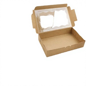 Umweltfreundliche, recycelte Materialien, individuell gestaltete Kraftpapier-Bäckereiboxen mit transparentem Fenster für Lebensmittelverpackungen. - Product Image 4