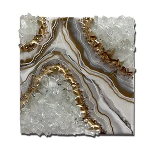 Black Gold Painting Geode Art 3D Epoxy Resin wall art Apartment Home Decor housewarming gifts