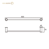 Rak dan Batang Handuk Kamar Mandi Modern dari Baja Tahan Karat, Dipasang di Dinding, 60cm