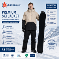 Veste de ski imperméable 3L à capuche pour homme, veste de snowboard, logo personnalisé, blocs de couleur, hiver, fabricant OEM en gros