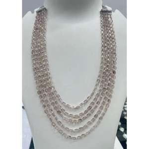 Collar Hecho a Mano de 5 Capas, Multicolor, con Cuentas Ovaladas Lisas de Jade Semipreciosa Auténtica, Collar de Varias Hebras de Piedra Natural - Product Image 2