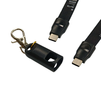 Kabel Pengisi Daya USB Multifungsi 2 in 1 Berkualitas Tinggi Warna Hitam dengan Tali Gantungan 90cm