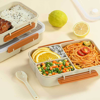 Lonchera Térmica Aislada Apta para Microondas, Lonchera Bento Rectangular de Plástico Portátil con Gran Capacidad para Uso en la Cocina y para Adultos