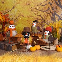 Ornements d'oiseaux de Thanksgiving faits à la main, écologiques, style ferme, figurines d'oiseaux en tissu peluche pour la fête de la récolte, décoration de table d'automne