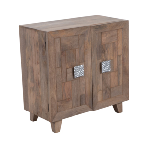 Mobiletto a 2 Ante in Legno di Mango con Dettagli in Metallo, Armadietto Contenitore per Cucina e Ufficio - Product Image 3