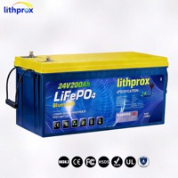 Batterie LiFePO4 24V 200AH 5KW Portable à Décharge Profonde pour VR et Marine avec BMS Intelligent RS485, Bornes M8, 6000 Cycles, CE RoHS IP67
