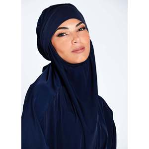 ชุดอาบายาแบบลำลองสองชิ้นสำหรับ jilbab สีน้ำเงินเครื่องแต่งกายสวดมนต์สีกรมท่าแบบมีระบายสำหรับฤดูร้อนฤดูหนาวไซส์เดียวเหมาะกับทุกคน - Product Image 4