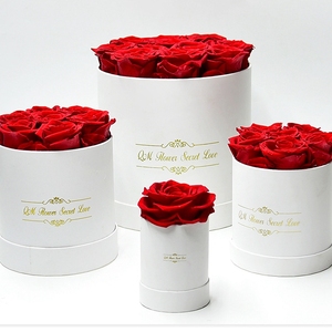 Caja Redonda Blanca Personalizada al por Mayor con <span class=keywords><strong>Mini</strong></span> <span class=keywords><strong>Rosas</strong></span> <span class=keywords><strong>Preservadas</strong></span>, <span class=keywords><strong>Rosas</strong></span> Eternas para Acción de Gracias y Año Nuevo - Product Image 1