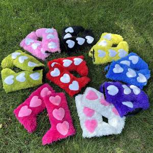 Custom Winter Y 2K Heart Love Dij Hoge Pluizige Laarzen Dames Harige Faux Fox Fur Warme Schoenen Meisjes Pluche Knie Hoge Bont Snowboots - Product Image 2