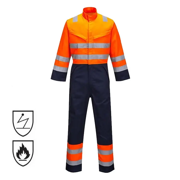 Hot Sale Orange / Navy Coal Mining Rigging Reflective Safety Anti Static FR Flame Retardant Coverall