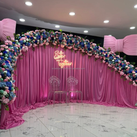 Nouveau mariage événement salle décor réglable hauteur métal arc rouge fleur coureur draperie toile de fond support ensemble