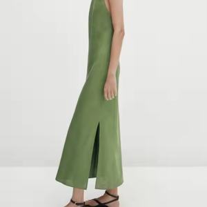 เดรสลำลองเซ็กซี่สำหรับฤดูร้อนปี 2025 ขายส่ง เดรสผ้าลินินคอตตอนแบบผูกคอ ไร้แขน สายเดี่ยว สำหรับผู้หญิง - Product Image 2