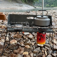 Réchaud à gaz double portable pliable pour camping en extérieur, cuisinière à cartouche pour voiture, barbecue de voyage