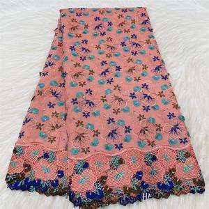 Tela de Algodón Africana de Alta Calidad con Bordado de Flores Amarillas, Material para Confección de Ropa DIY a Mano - Product Image 1
