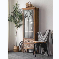 Buffets d'armoires en bois de ferme avec portes en miroir Armoires de rangement pour console Armoires de buffet