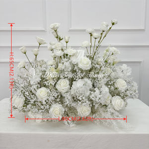 DKB Hot Sale Wedding Graduation Decoration 80cm White Rose Silk Plastic Artificial Flowers Real Touch Aisle Runner Floor Display - Product Image 2