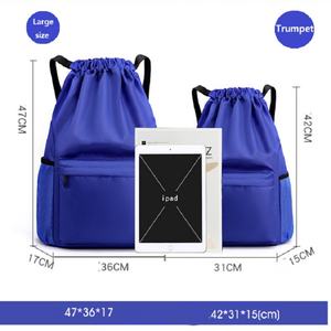 <b>Promotional</b> Custom Logo Draw String <b>Bag</b> High Quality 210D Polyester Sport Backpack Drawstring Nylon Gym <b>Bags</b> With Zipper Pocket - Product Image 3