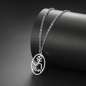 Collier ras du <span class=keywords><strong>cou</strong></span> pour femme en acier inoxydable, motif coureur, tendance mode, sport, marathon, bijou commémoratif, cadeau - Product Image 4