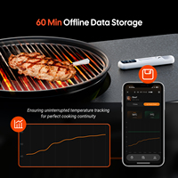 Termometer daging nirkabel Mini INT-11I-B, termometer daging IP67 Bluetooth 5.4, 1.000 kaki/305m untuk memasak di dapur
