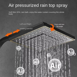 Sistema Doccia Tradizionale Quadrato Nero e Oro, Termostatico Caldo/Freddo, con Rubinetteria <span class=keywords><strong>a</strong></span> Pioggia per Stile Moderno e Lussuoso - Product Image 4