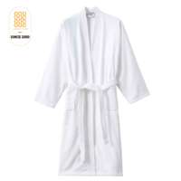 Nouveau design personnalisé Hilton Luxury Hotel Peignoir en tissu éponge blanc 100% coton Col châle Velours Spa Robe