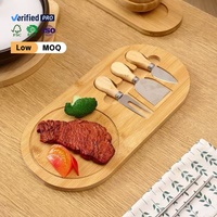 Planche à servir en bambou de qualité supérieure avec un ensemble de 3 couteaux intégrés, planche à fromage en bois durable