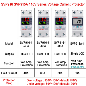 SVP916-1 Interruptor de Circuito con Relé de Voltaje Ajustable Monofásico, Recuperación Automática, Protector de Sobretensión, Pantalla LED Dual, 40A/63A/80A - Product Image 2