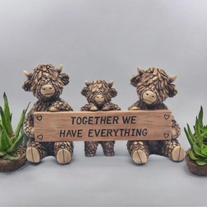 Highland Cow Resin Ornament <b>Statue</b> Animal Shape Home Decoration Wedding Gift Artistic Decorative Figurine - Product Image 1