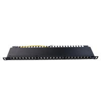 Panneau de brassage réseau STP ultra-mince 0,5U à 24 ports Cat6 blindé, 19 pouces, pour montage en rack, avec support de gestion des câbles