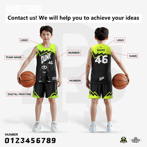 Ensemble d'uniformes de basketball personnalisés pour enfants, respirant, 180g, <span class=keywords><strong>maillot</strong></span> et <span class=keywords><strong>short</strong></span> à séchage rapide, accepte logo/nom/numéro, kit de basketball pour jeunes équipes - Product Image 2