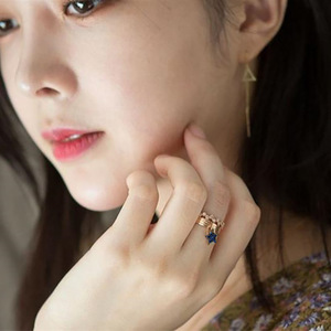 Anillos de Zafiro en Forma de Estrella F594 para Mujer, con Incrustaciones de Piedras Preciosas, Piedra Redonda Natural, Regalo, Joyería de Moda - Product Image 4