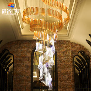 Einfache Installation Innendekorations-Glaslampenschirm Pendelleuchte Hochwertige Restaurant-Hotel-Lobby Metall-Kristall-Kronleuchter - Product Image 3