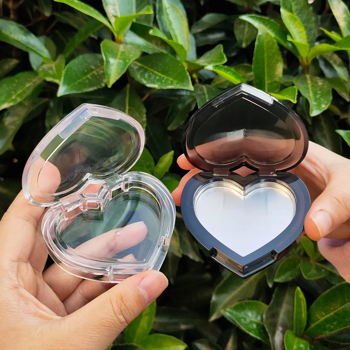 Clear makeup empty transparent heart blush blusher container heart shaped pan mini compact powder case