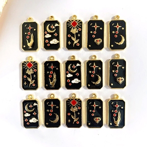 Black Tarot Card Enamel <strong>Charms</strong> Sun Moon Star Rose <strong>Magic</strong> <strong>Charms</strong> for DIY Jewelry <strong>Bracelet</strong> Necklace Earring Craft Decorations - Product Image 1