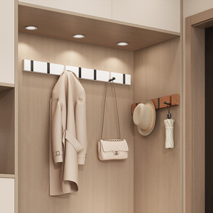 Perchero <span class=keywords><strong>de</strong></span> <span class=keywords><strong>Pared</strong></span> Pequeño <span class=keywords><strong>de</strong></span> Bambú para Dormitorio o Entrada, Sin Taladro, con Ganchos Creativos para Puerta - Product Image 1