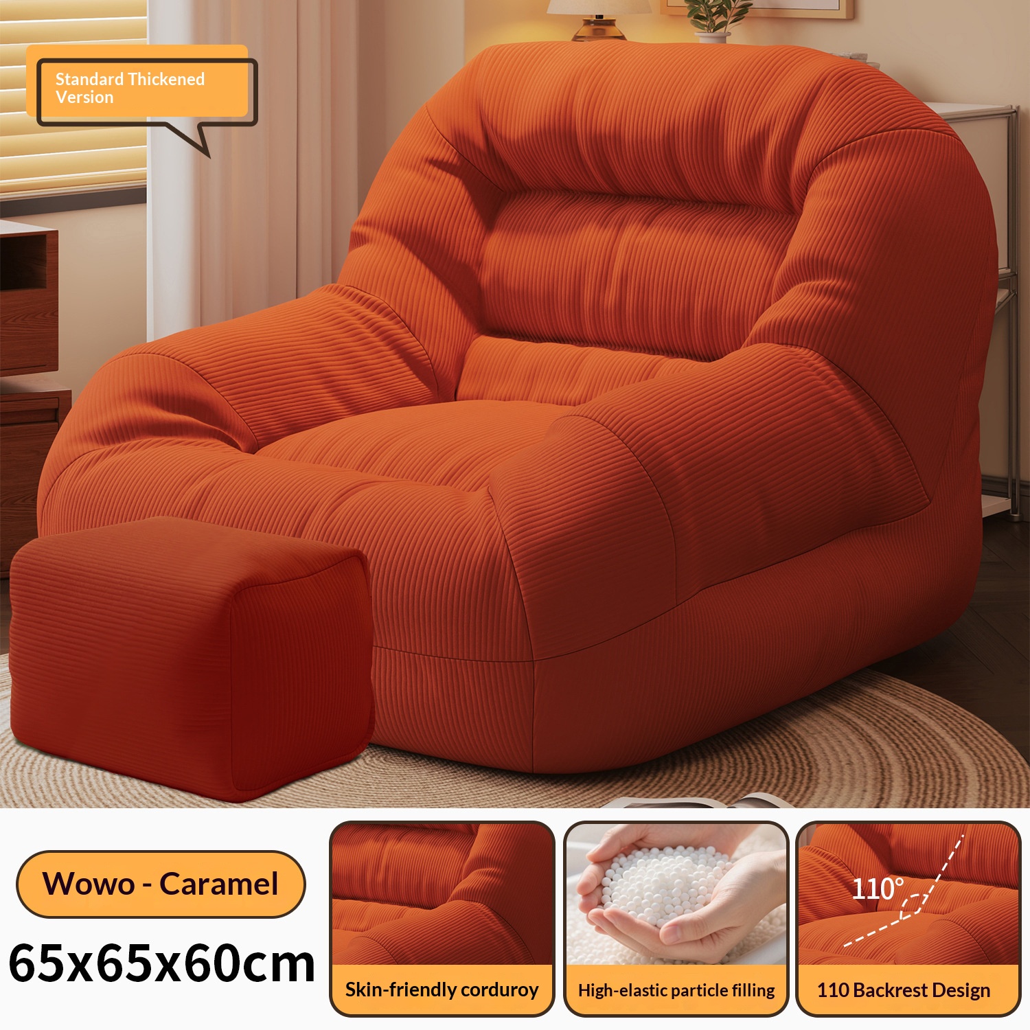 Style adulte - canapé marron + repose-pieds