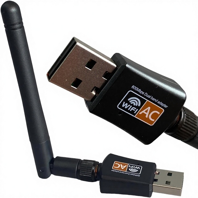AC600 Mbps Dual Band USB 2.0 External WiFi Adapter 2.4/5GHz Laptop Wireless Network Dongle Compatible Windows 10/8/7/XP/Vista