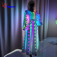 LED Queen's Set Clothes Dresses Ballroom Luminous Costume for Stage Light up Suit Handmade Performance Wear