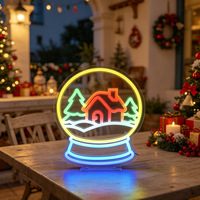 Letrero LED de Neón con Diseño de Taza de Chocolate Caliente Navideña, Luz Nocturna Acrílica para Decoración de Mesa