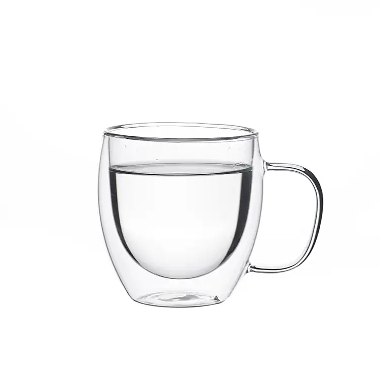 Manufacture Custom Coffee Tea High Borosilicate Handle Heat Resistant Mug Food Grade Hot Insulated Double Wall Glass Cups