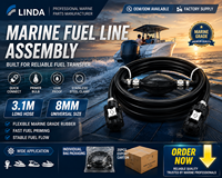 Linda 8mm Gasoline Marine Line Assembly Primer Bulb 3.1m Selang Konektor Mesin Tempel 100% Kedap Air Tahan Lama Ce Epa Erp Carb
