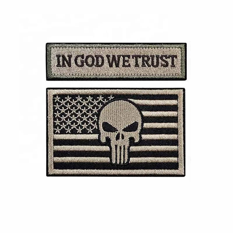 Custom Punisher Skull Flag Embroidered Patches Hook and Loop USA Force Patches Official Uniforms Patches Outdoor Arm Badge