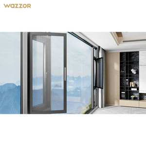 Wazzor Factory Precio al por mayor Casa Perfiles de aluminio a prueba de huracanes Ventanas abatibles de vidrio - Product Image 2